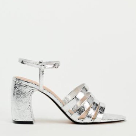 7.5/38 Zara silver party sandals NWT - Picture 1 of 7